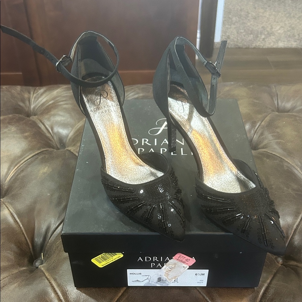 Adrianna Papell Black Sequin Heels